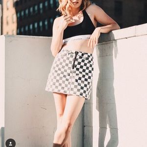 BDG Checkered Denim Skirt